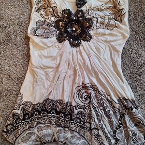 Sky brand strapless sequin paisley top